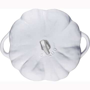 STAUB Cast Iron Dutch Oven 3.5-qt Pumpkin Cocotte with Stainless Steel Knob, Made in France, Serves 3-4, White