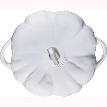 STAUB Cast Iron Dutch Oven 3.5-qt Pumpkin Cocotte with Stainless Steel Knob, Made in France, Serves 3-4, White