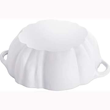 STAUB Cast Iron Dutch Oven 3.5-qt Pumpkin Cocotte with Stainless Steel Knob, Made in France, Serves 3-4, White