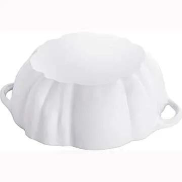 STAUB Cast Iron Dutch Oven 3.5-qt Pumpkin Cocotte with Stainless Steel Knob, Made in France, Serves 3-4, White