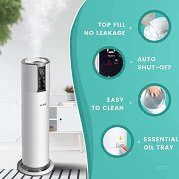 LACIDOLL 2.1Gal 8L Top Fill Large Humidifiers for Bedroom Large Room - Cool Mist