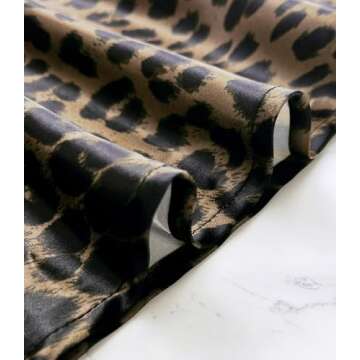 Outoshe Women's Satin High Waisted Maxi Skirts Hidden Elasticized Waistband A Line Long Skirt Leopard Brown