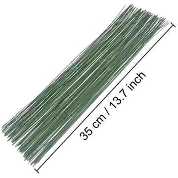 Cinvo 22 Gauge Stem Wire 100 Counts Floral Wire for Flower Arrangements