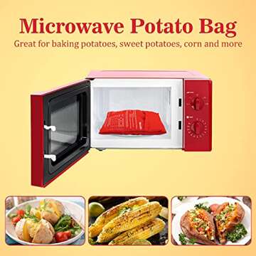 MyLifeUNIT Microwave Potato Bag, Baked Potato Microwave Baking Bag, Red