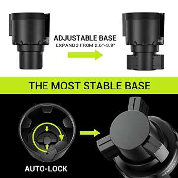 SodaRide Car Cup Holder Tray -Expander- 3 in 1 Detachable Food Table Tray with Solid Base - Road Tri...