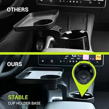 SodaRide Car Cup Holder Tray -Expander- 3 in 1 Detachable Food Table Tray with Solid Base - Road Trip Essentials Accessories Gadgets - Fits Yeti, Hydro Flask 32/40 oz