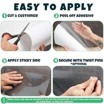 Anti Cat Scratch Furniture Protector, 10 Pack, Cat Couch Protector, Couch Protector for Cats, Furniture Protectors from Cats, Couch Cat Scratch Protector 10 Pack + 50 Twist Pins