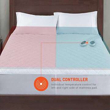 Heated Mattress Pad King Size with Dual Controls for Comfort