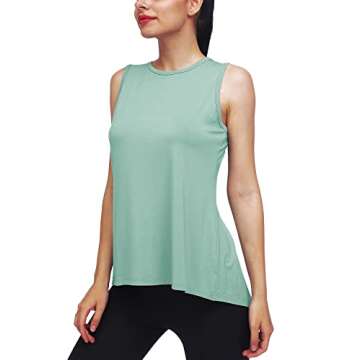 Mippo Womens Workout Tank Tops - Yoga & Running Shirts in Gray Green XL