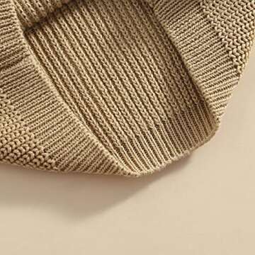 Autumn Winter Warm Outfits Baby Girl Cute Long Sleeve Knitted Sweater Pullover Top(Khaki,2-3T)