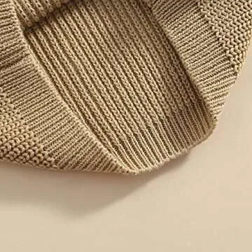 Autumn Winter Warm Outfits Baby Girl Cute Long Sleeve Knitted Sweater Pullover Top(Khaki,2-3T)