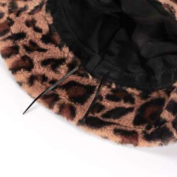 Leopard Faux Fur Bucklet Hat Women Thick Solid Fluffy Fuzzy Fisherman Hat Lambwool Warm Winter Cap