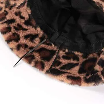 Leopard Faux Fur Bucklet Hat Women Thick Solid Fluffy Fuzzy Fisherman Hat Lambwool Warm Winter Cap