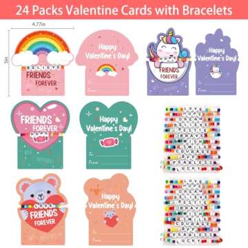 DAZONGE Valentines Day Gifts for Kids, Pack of 24 Friends Forever Valentines Cards with Friendship B...
