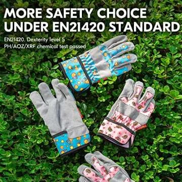 Vgo... 1-Pair Age 3-4 Kids Gardening Gloves,Children Yard Work Gloves,Soft Safety Outdoor Playing Gloves (Size XS, Blue Plane, KID-MF3561)