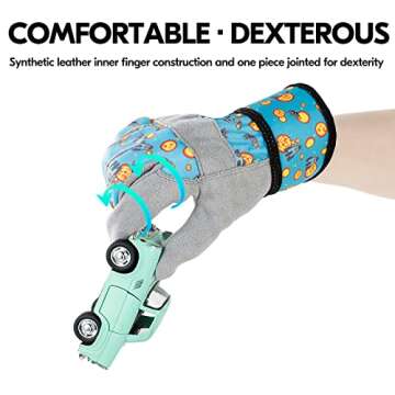 Vgo... 1-Pair Age 3-4 Kids Gardening Gloves,Children Yard Work Gloves,Soft Safety Outdoor Playing Gloves (Size XS, Blue Plane, KID-MF3561)