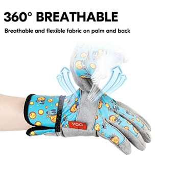 Vgo... 1-Pair Age 3-4 Kids Gardening Gloves,Children Yard Work Gloves,Soft Safety Outdoor Playing Gloves (Size XS, Blue Plane, KID-MF3561)