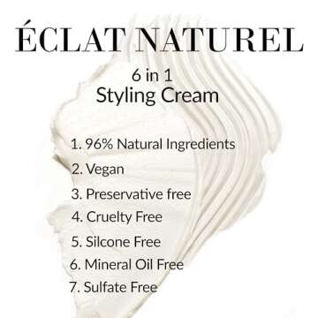 Styling Cream, 6- in 1 Hair Styler | Eclat Naturel by Leonor Greyl | Smooths Frizz, Defines Waves and Curls, Smooths Sleek Back Hair, Adds Shine, Conditions. 96% Natural Ingredients (1.7 Fl Oz)
