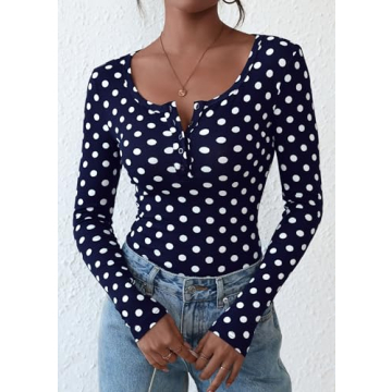 Stylish PRETTYGARDEN Women’s Long Sleeve Henley T-Shirt