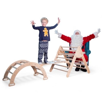 WoodandHearts Montessori Climbing Set for Kids Active Play