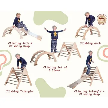 WoodandHearts Montessori Climbing Set for Kids Active Play