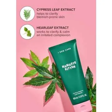 I DEW CARE Acne Facial Foam Cleanser - Namaste Kitten | Clarifying Heartleaf, Makeup Cleansing, Korean Skincare, Vegan, Cruelty-free, Paraben-free
