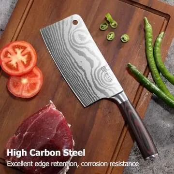 PAUDIN Cleaver Knife, Ultra Sharp Meat Cleaver 7 Inch, High Carbon Stainless Steel Butcher Knife with Wooden Handle, Chinese Cleaver for Meat Cutting Vegetable Slicing