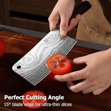 PAUDIN Cleaver Knife, Ultra Sharp Meat Cleaver 7 Inch, High Carbon Stainless Steel Butcher Knife with Wooden Handle, Chinese Cleaver for Meat Cutting Vegetable Slicing