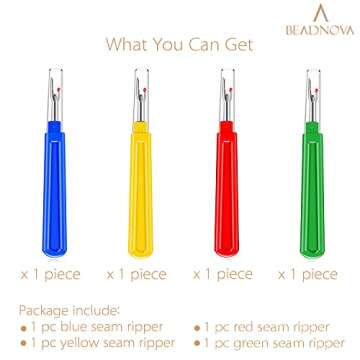 BEADNOVA Seam Ripper 4pcs Stitch Remover Big Stitch Ripper Thread Ripper Tag Remover for Clothes Crafting Sewing (4 Colors)