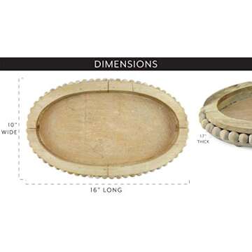 AuldHome Decorative Wooden Beaded Tray for Any Decor