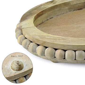 AuldHome Decorative Wooden Beaded Tray for Any Decor
