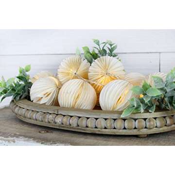 AuldHome Decorative Wooden Beaded Tray for Any Decor