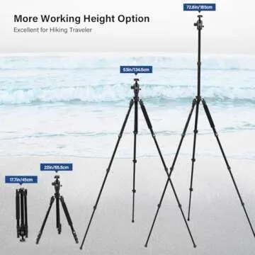 GEEKOTO 77’’ Tripod, Camera Tripod for DSLR, Compact Aluminum Tripod with 360 Degree Ball Head and 8kgs Load for Travel and Work