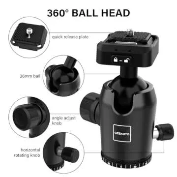 GEEKOTO 77’’ Tripod, Camera Tripod for DSLR, Compact Aluminum Tripod with 360 Degree Ball Head and 8kgs Load for Travel and Work