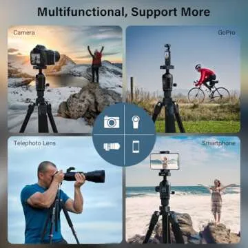 GEEKOTO 77’’ Tripod, Camera Tripod for DSLR, Compact Aluminum Tripod with 360 Degree Ball Head and 8kgs Load for Travel and Work