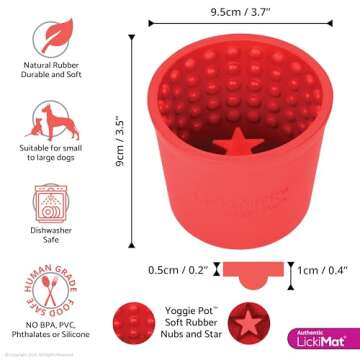 LICKIMAT Yoggie Pot – Distraction, Fun and Enrichment. Long Lasting Rubber Licking Treat Dispenser...