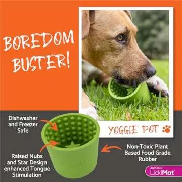 LICKIMAT Yoggie Pot – Distraction, Fun and Enrichment. Long Lasting Rubber Licking Treat Dispenser for All Dog Sizes and Slow Feeder for Small Dogs,LickiMat