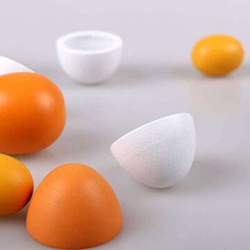 StillCool 6pcs Wooden Easter Eggs Yolk Pretend Children Play Kitchen Game Food Kids Toy