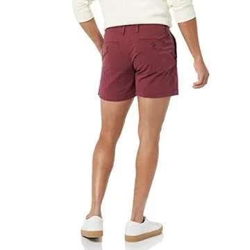 Amazon Essentials Men's 5" Slim-Fit Chino Shorts in Burgundy