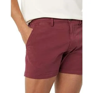 Men's Stylish 5" Slim-Fit Chino Shorts in Burgundy