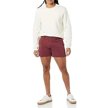 Men's Stylish 5" Slim-Fit Chino Shorts in Burgundy