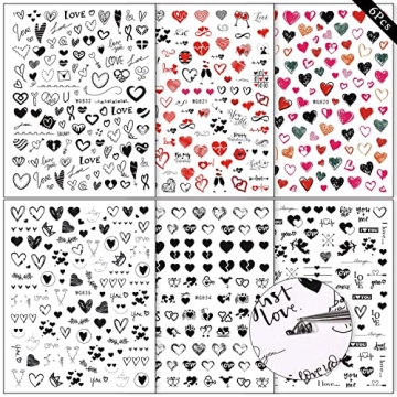 Creative Valentine's Day Nail Art Stickers 6 Sheets