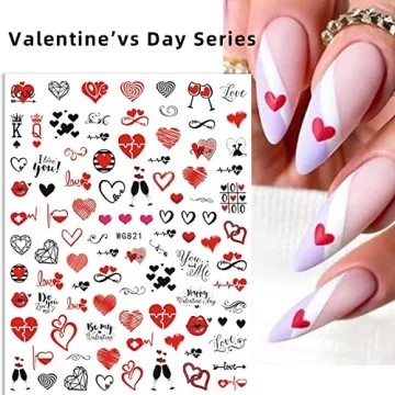 Creative Valentine's Day Nail Art Stickers 6 Sheets