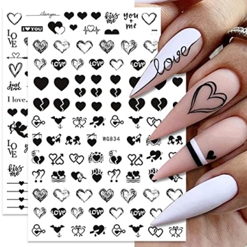Creative Valentine's Day Nail Art Stickers 6 Sheets