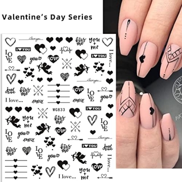 Creative Valentine's Day Nail Art Stickers 6 Sheets