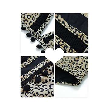 Heymiss Womens Two Pieces Swimsuits Halter Tassel Bikini Set High Waisted Bathing Suit Leopard Print Swimsuit Swimwear with Bottoms Leopard M