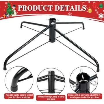 ALS AILISUO 24” Christmas Tree Stand for Artificial Trees, Christmas Tree Base Holder for 3 to 7 Ft Trees, Foldable Xmas Tree Stand Fits 0.5-1.25 Inch Tree Pole (24 Inch)