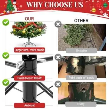 ALS AILISUO 24” Christmas Tree Stand for Artificial Trees, Christmas Tree Base Holder for 3 to 7 Ft Trees, Foldable Xmas Tree Stand Fits 0.5-1.25 Inch Tree Pole (24 Inch)