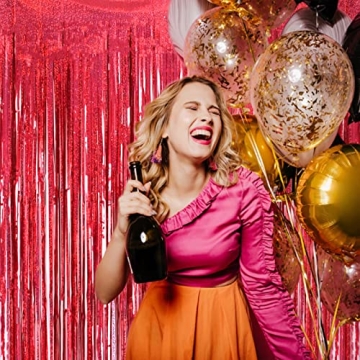 Red Foil Fringe Curtains for Party Decor - 2 Pack