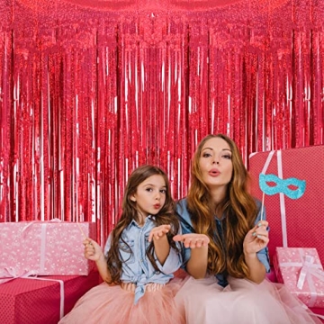 Red Foil Fringe Curtains for Party Decor - 2 Pack